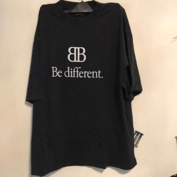 Balenciaga Other - Balenciaga Men’s “Be Different” Logo T-Shirt in Black/White – Size XXL
